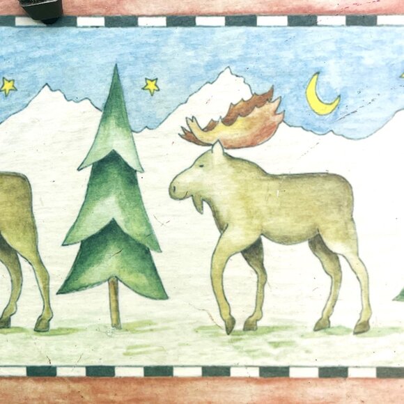 Rustic Moose Slate Wall Hanging Lodge Cabin Décor 12" Art Plaque Leather Strap - Picture 6 of 12